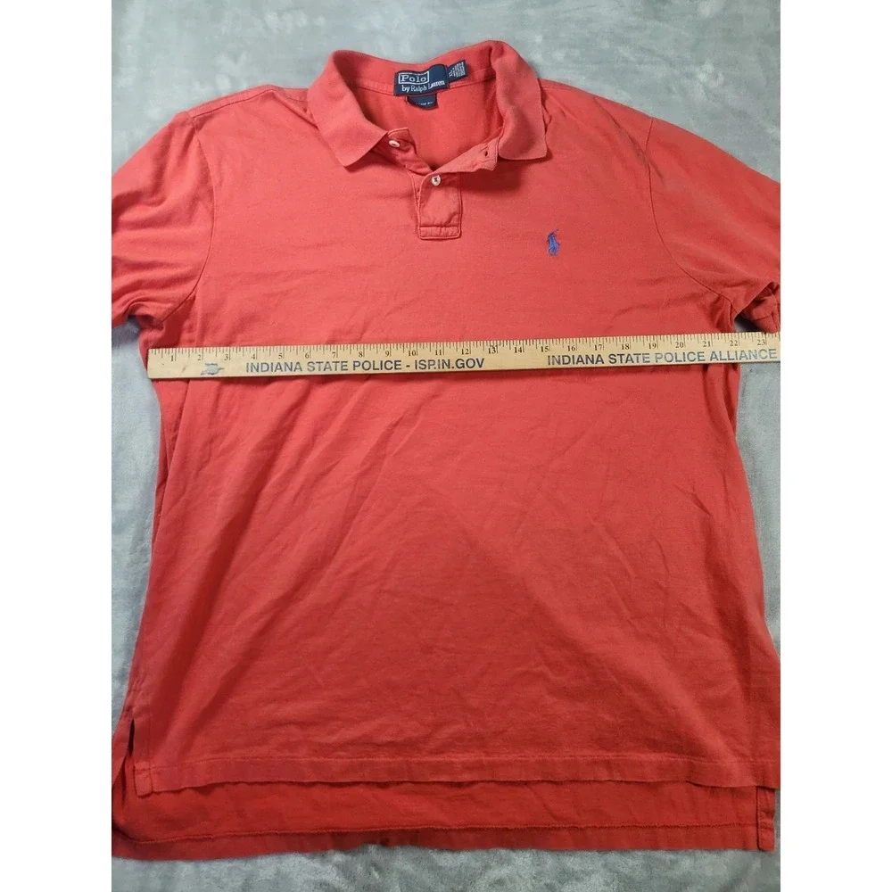 Polo Ralph Lauren Red Shirt Men XL Custom Fit All Cotton‎ made in Hong Kong